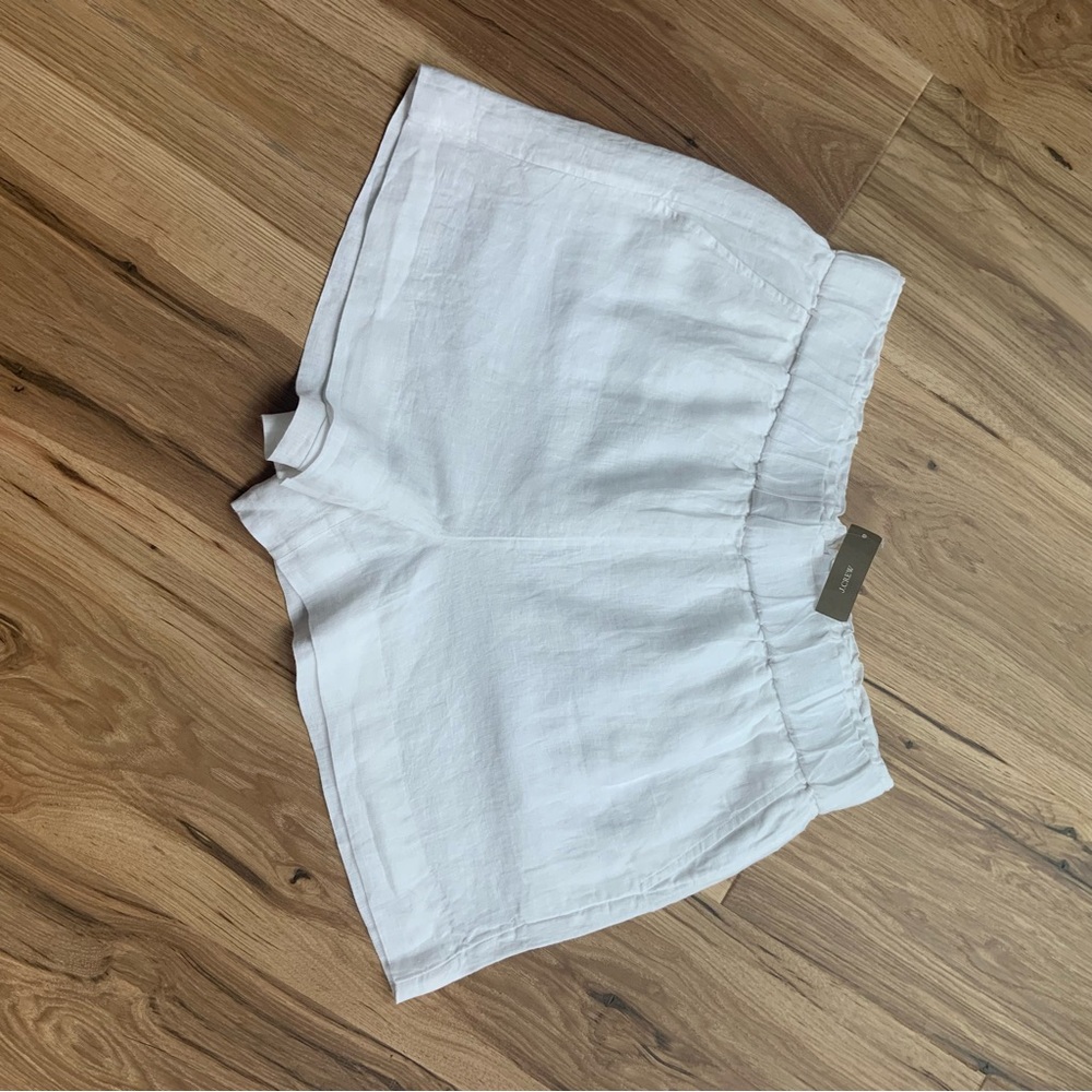 J. Crew White Linen Blend Elastic Waist Shorts